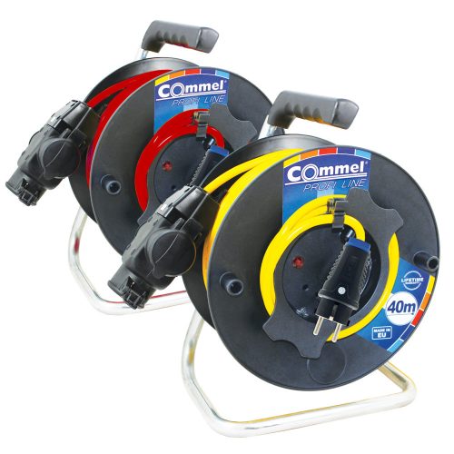 Commel Kábeldob - PVC 280 mm, Egyfázisú, T3-as csapfedeles elosztó,  25m, 16 A 230 V ~ 3500 W IP44