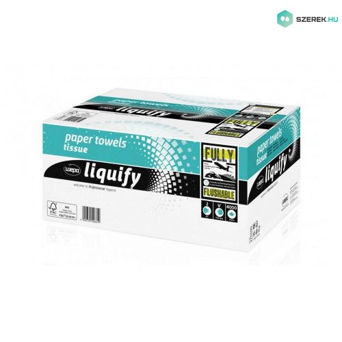 Wepa Liquify V hajtogatott kéztörlő 2 rétegű, 80% fehér, 24x21 cm 15x268lap/karton, 32 zsák/raklap
