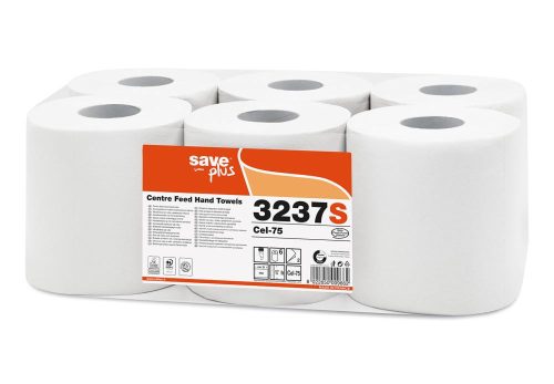 Celtex Save Plus tekercses kéztörlő, 75% cell, 2 réteg, 94,5m, 450 lap, 19x21cm, 6 tekercs/zsugor