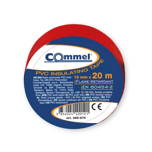 Commel szigetelőszalag piros  19mm x 20m 1 db