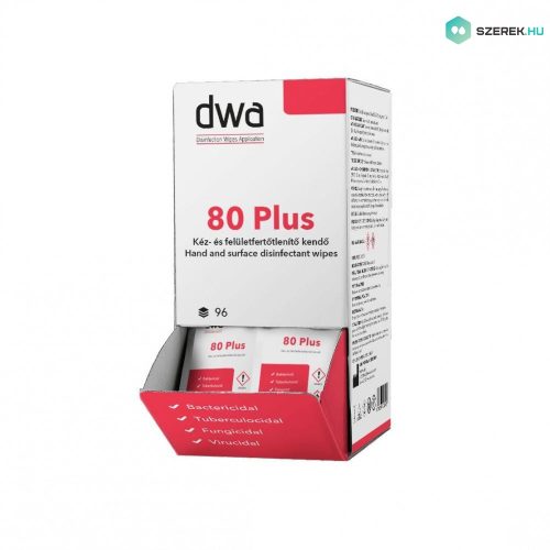 DWA 80 Plus kéz- és felületfertőtlenítő kendő 96 lap, kínáló dobozban