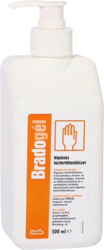 Bradogél kézfertőtlenítő gél pumpás 500ml (10db/karton)