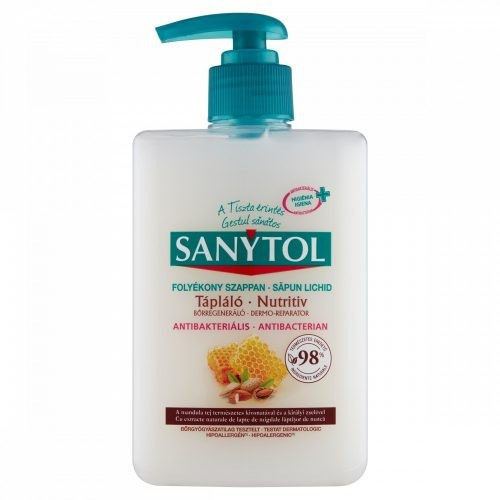 Sanytol antibakteriális folyékony szappan mandulatej és méhpempő 250ml